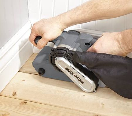 MAXIMUM 8A Lightweight Corded 6-Speed Belt Sander with Dust Bag, 3 x 21-in