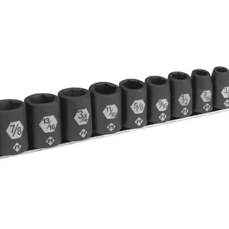 MAXIMUM Regular Impact Socket Set, 10-pc, Assorted Sizes, SAE/Metric, CRMO