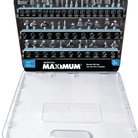 MAXIMUM Assorted Carbide-Tipped Router Bit Set with Storage Case, 1/2 & 1/4-in Shanks, 40-pc