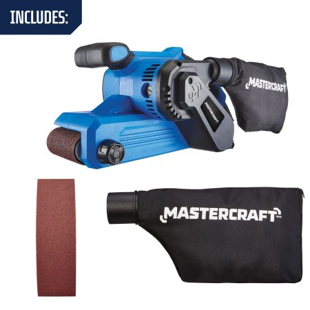 Mastercraft 6A  Corded 5-Speed Belt Sander with Dust Bag & 80-Grit Sanding Belt, 3 x 21-in