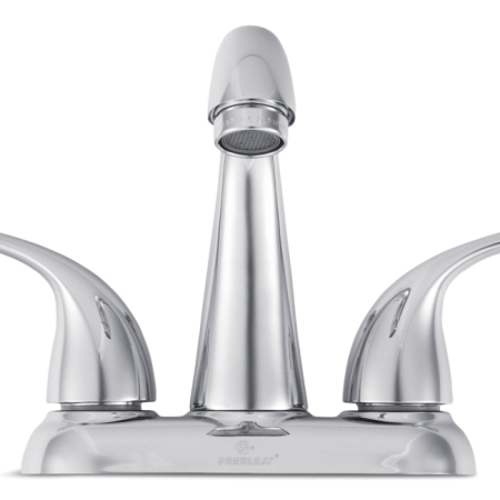 Peerless® Double Handle Rigid Spout 4-in Centerset Bathroom Sink Faucet with Pop-Up Drain, Chrome