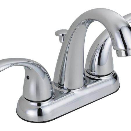 Peerless® Double Handle Rigid Spout 4-in Centerset Bathroom Sink Faucet with Pop-Up Drain, Chrome